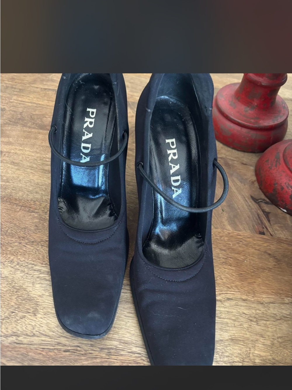 Prada Black vintage Square-Toe Mary Jane Heels